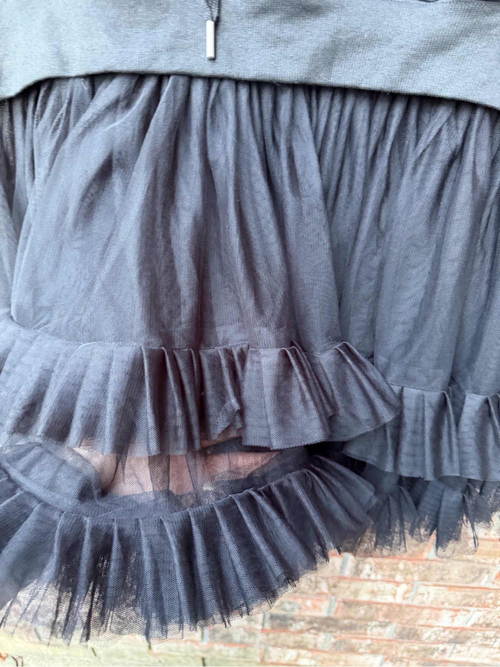 Black Hoodie Tulle Ruffle Dress - Picture 3 of 6